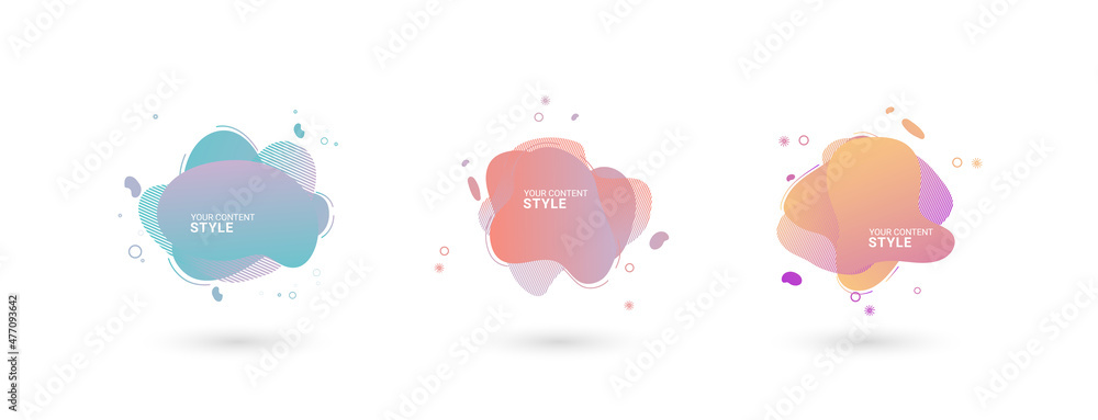 3 liquid abstract element design with gradient colored style and Three options vector illustration sets used in banner, presentation, brochure, business and finance ellements on white background 3 liquid abstract element design with gradient colored style and Three options vector illustration sets used in banner, presentation, brochure, business and finance ellements on white background