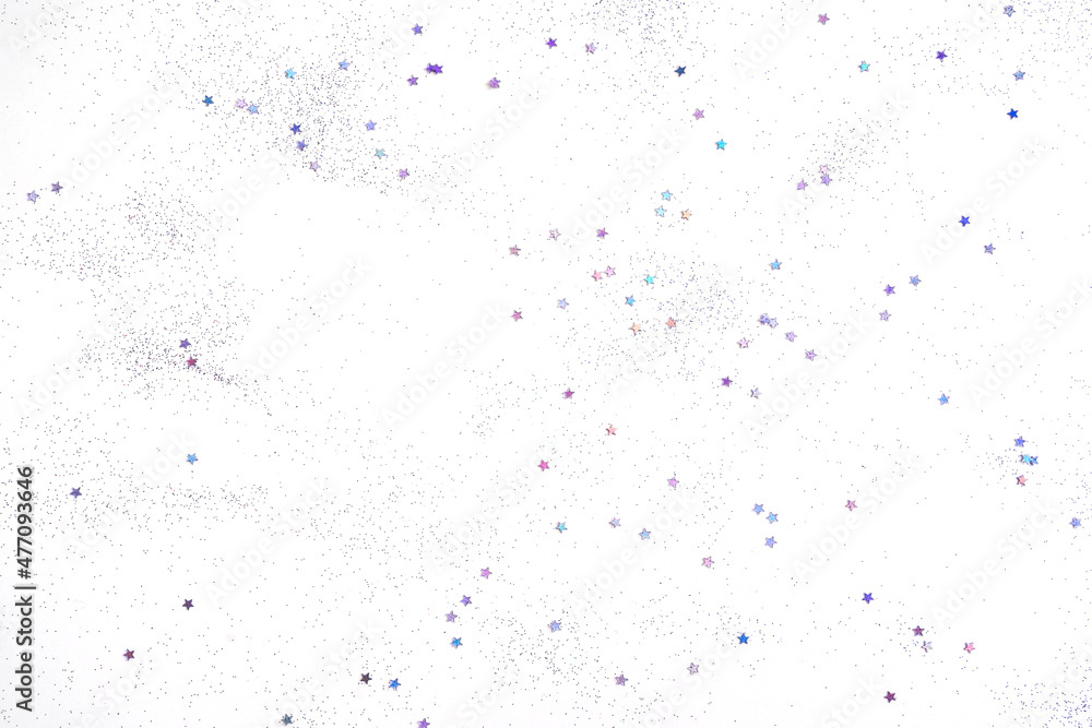 White background with small purple holographic sparkles. White background with small purple holographic sparkles.
