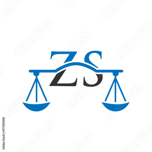 Law Firm Letter ZS Logo Design. Lawyer, Justice, Law Attorney, Legal, Lawyer Service, Law Office, Scale, Law firm, Attorney Corporate Business ZS Initial Letter Logo Template