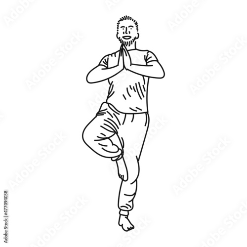 black line art of a woman posing in yoga style
