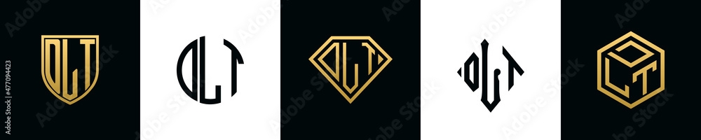 Initial letters DLT logo designs Bundle - obrazy, fototapety, plakaty 