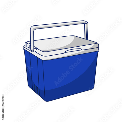 Blue Cooler Box Flat Vector Illustration Icon On White Background for web, landing page, sticker, banner