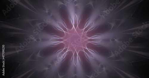 Abstract delicate purple flower. Psychedelic mandala design. Fantastic fractal shapes background. Holiday wallpaper. Digital fractal art. 3d rendering.