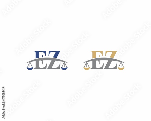 Letters EZ Logo With Scale of Justice Logo Icon 001