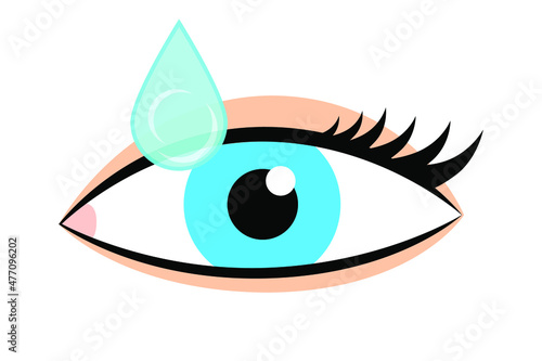 Eye and eye drops on white background, vector illustration
