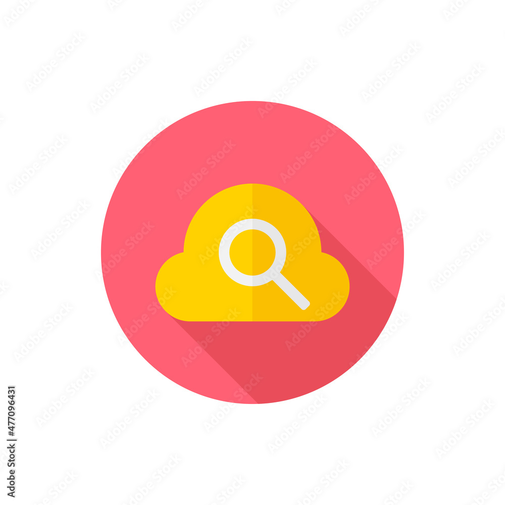 Cloud search vector icon, flat design, long shadow Cloud search vector icon, flat design, long shadow
