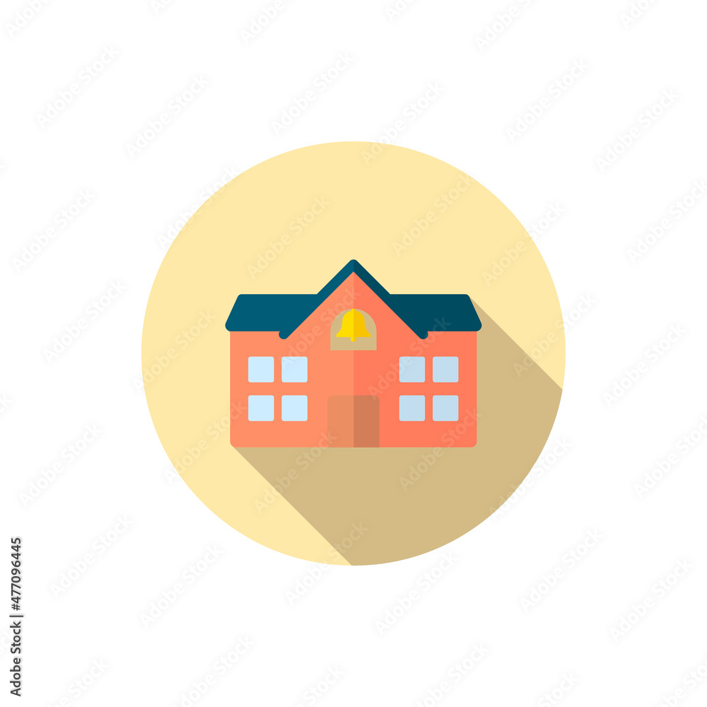School vector icon education, flat design, long shadow School vector icon education, flat design, long shadow