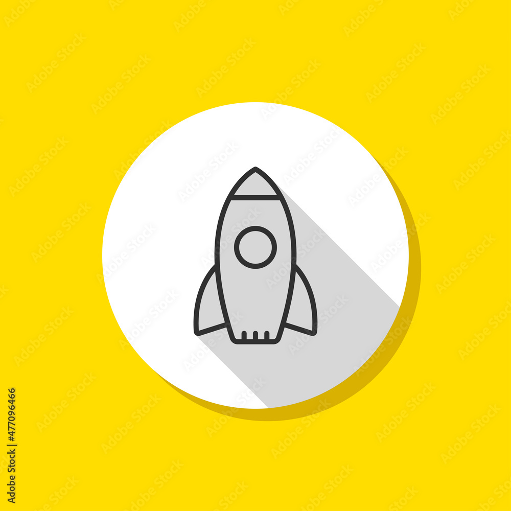 Rocket vector icon, flat design, long shadow Rocket vector icon, flat design, long shadow