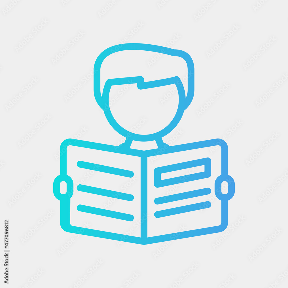 Reading icon in gradient style about school and education, use for website mobile app presentation Reading icon in gradient style about school and education, use for website mobile app presentation