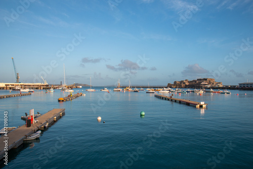 Canvas Print View towards Castle Cornet from the harbour, St Peter Port, Guernsey