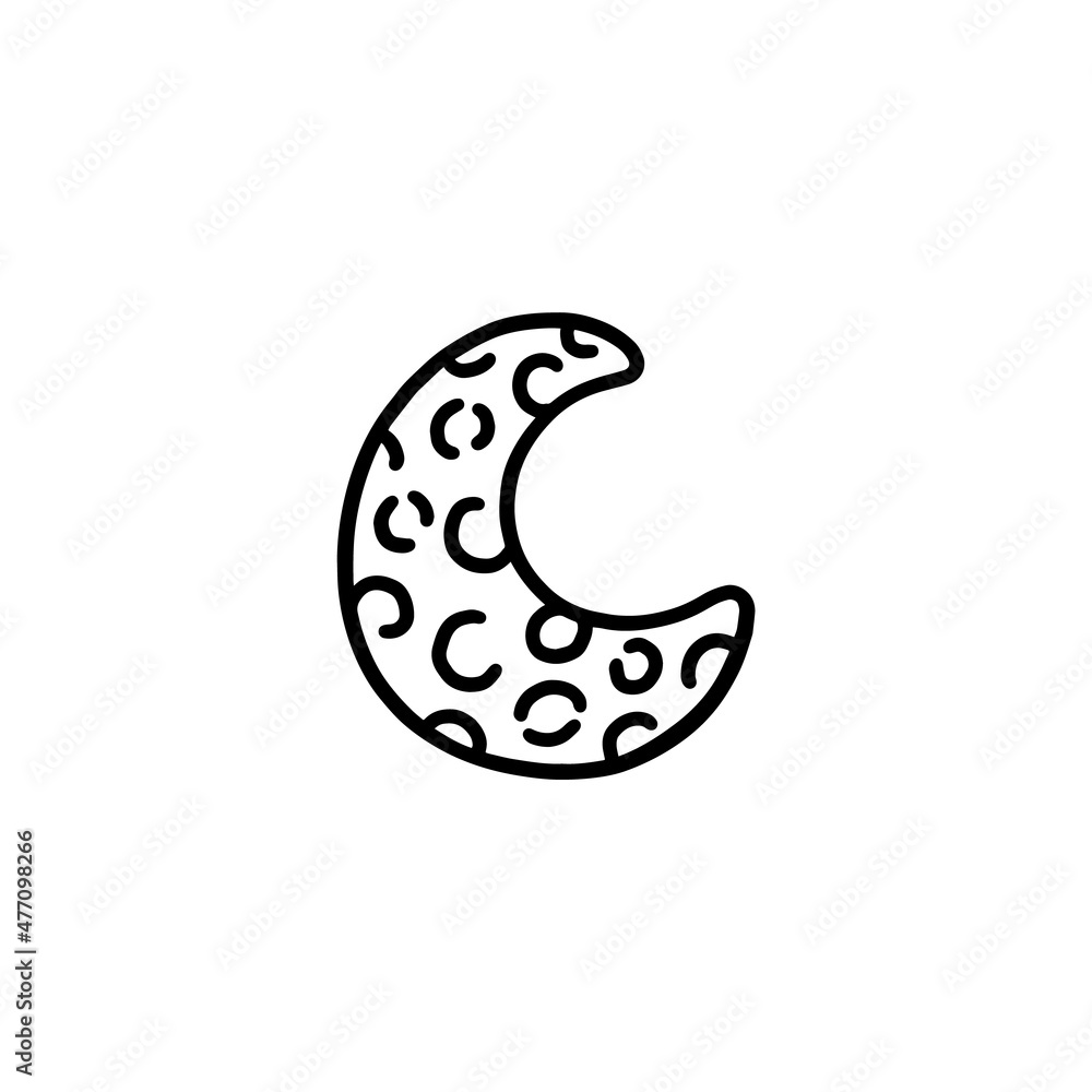 Fototapeta premium Space crescent or half moon icon hand drawn doodle vector illustration isolated.