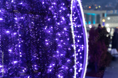 Christmas lights on a blue background