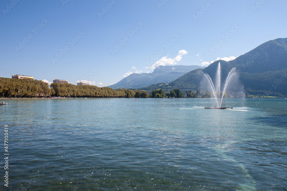 A fountain on the lake in Annecy, France