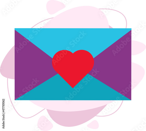 An envelope icon with a heart. Day of love. A confession of feelings.