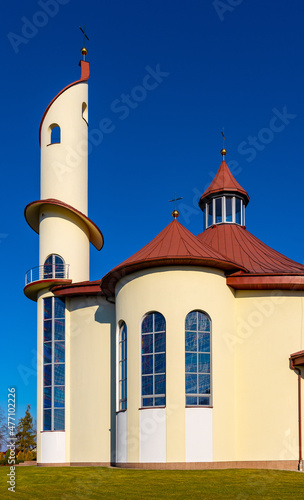 Modernistic Sanctuary of the Divine Mercy church at Potockich street in Sedziszow of Podkarpacie region in Lesser Poland photo