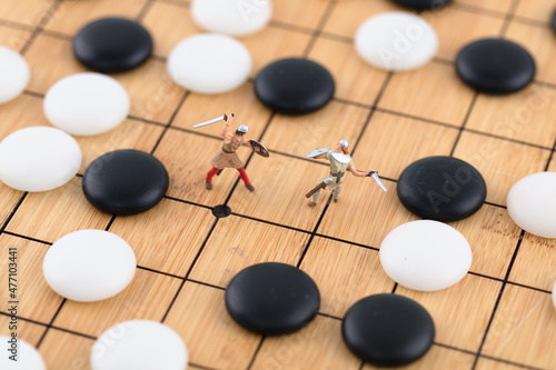A battle between two camps on a chessboard