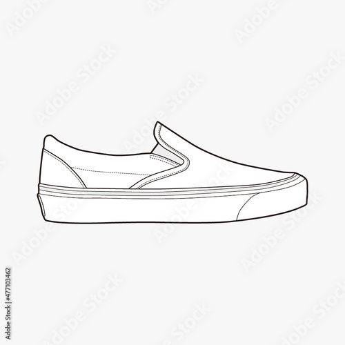 Shoes fashion flat sketch template © Hanpyul