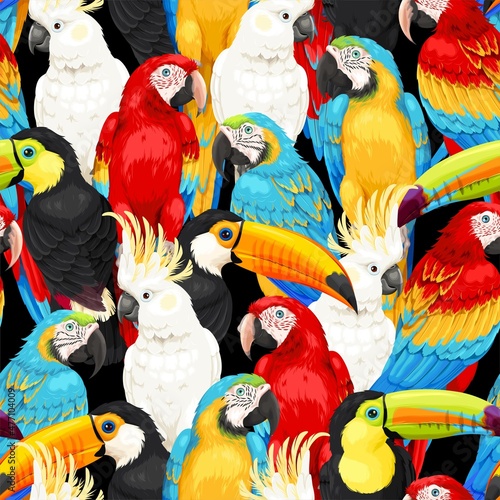 Vector seamless pattern with high detailed birds