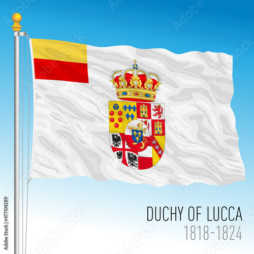 Duchy of Lucca historical flag, Italy, 1818 - 1824, vector illustration