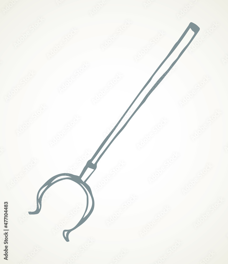 Old fire iron poker. Vector drawing Old fire iron poker. Vector drawing