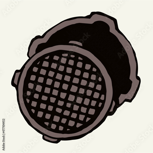 Round manhole cover. Vector drawing