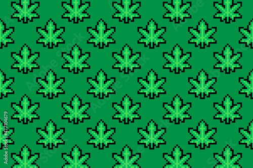 Marijuana leaf or cannabis leaf weed pixel art