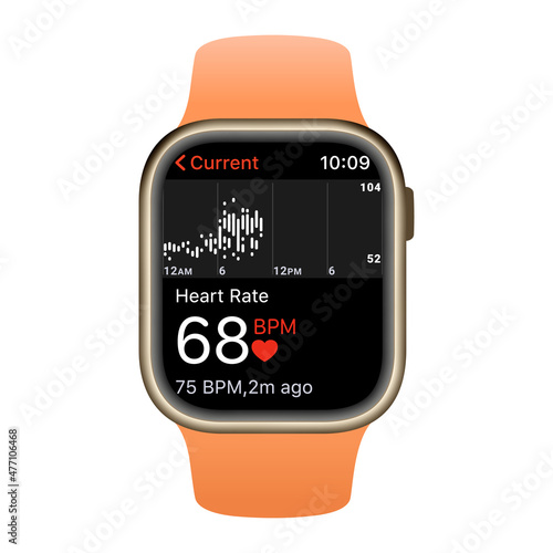 Smart watch mockup with orange color.