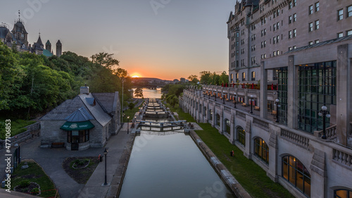 Rideau Canal with locks in Ottawa, Canada. A World Heritage Site © maartenhoek