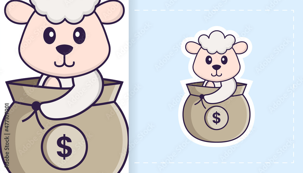 Cute sheep mascot character. Can be used for stickers, patches, textiles, paper. Vector illustration Cute sheep mascot character. Can be used for stickers, patches, textiles, paper. Vector illustration