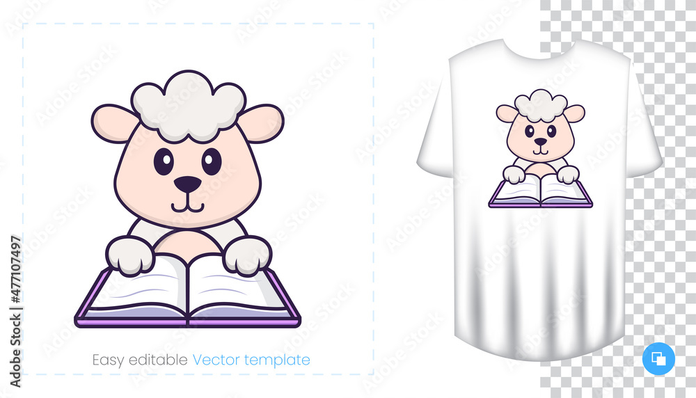 Cute sheep character. Prints on T-shirts, sweatshirts, cases for mobile phones, souvenirs. Isolated vector illustration on white background. Cute sheep character. Prints on T-shirts, sweatshirts, cases for mobile phones, souvenirs. Isolated vector illustration on white background.