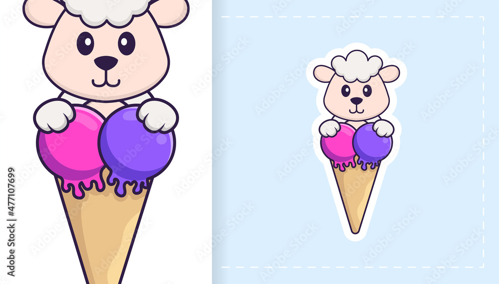 Cute sheep mascot character. Can be used for stickers, patches, textiles, paper. Vector illustration Cute sheep mascot character. Can be used for stickers, patches, textiles, paper. Vector illustration