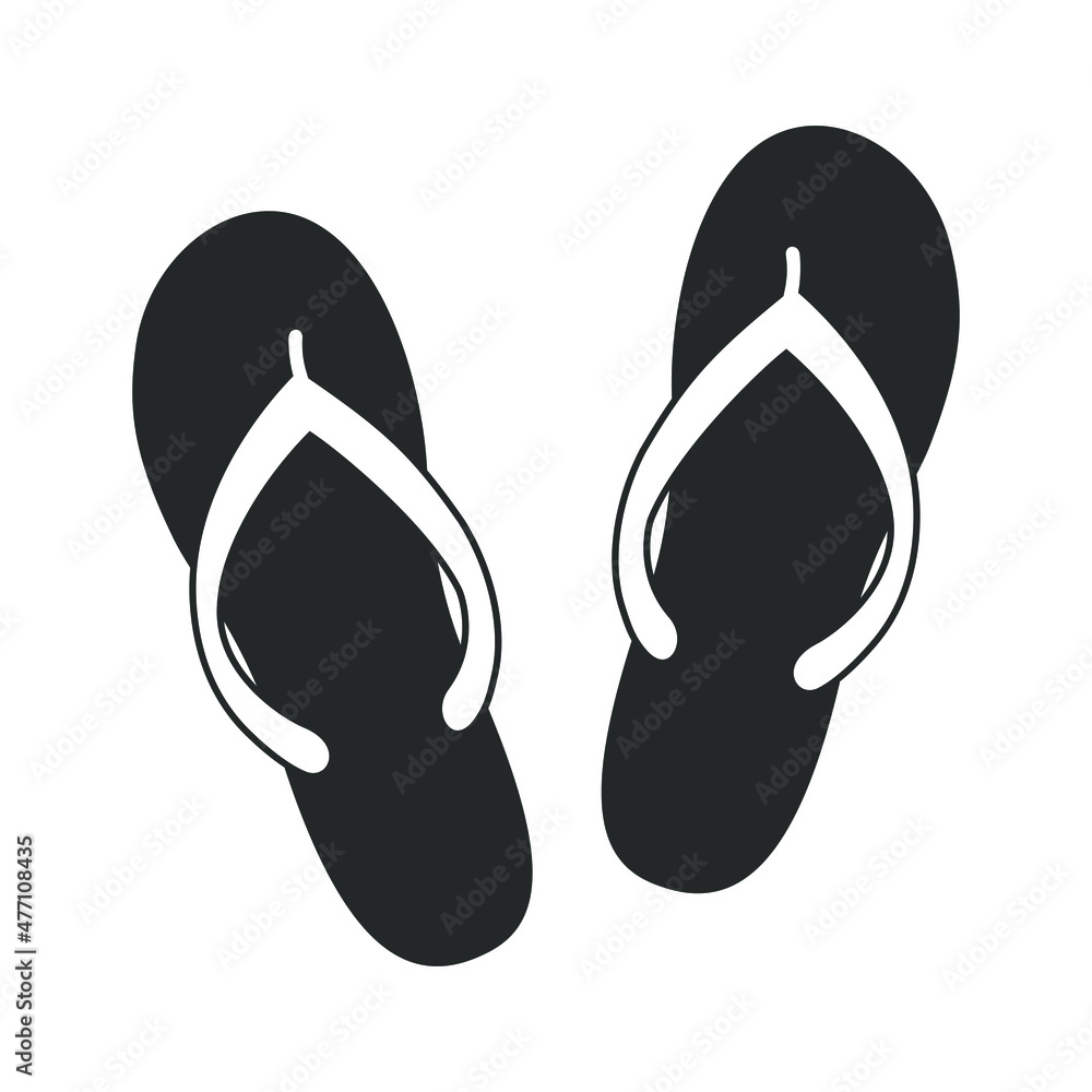 Flip flops sign. Summertime vacation attribute. Symbol of summer. Icon flip flops isolated on white background. Vector illustration Flip flops sign. Summertime vacation attribute. Symbol of summer. Icon flip flops isolated on white background. Vector illustration