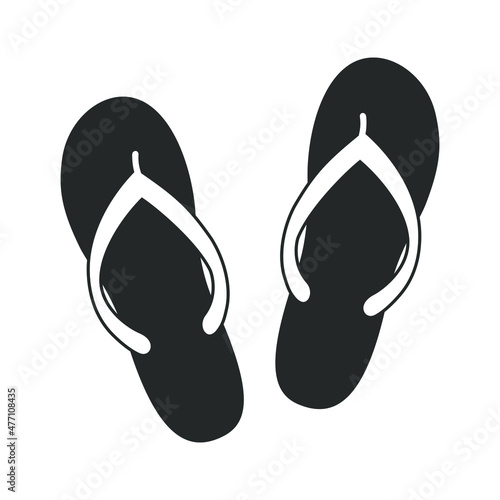 Flip flops sign. Summertime vacation attribute. Symbol of summer. Icon flip flops isolated on white background. Vector illustration