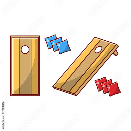 Cornhole Game Flat Vector Illustration Icon On White Background for web, landing page, sticker, banner