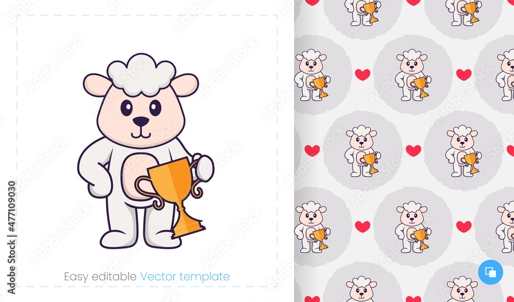 Seamless pattern with cartoon sheep on white background. Can be used on packaging paper, cloth and others. Seamless pattern with cartoon sheep on white background. Can be used on packaging paper, cloth and others.