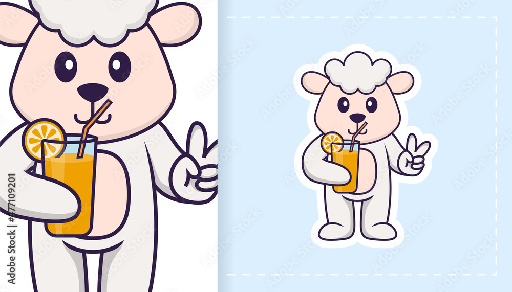 Cute sheep mascot character. Can be used for stickers, patches, textiles, paper. Vector illustration Cute sheep mascot character. Can be used for stickers, patches, textiles, paper. Vector illustration