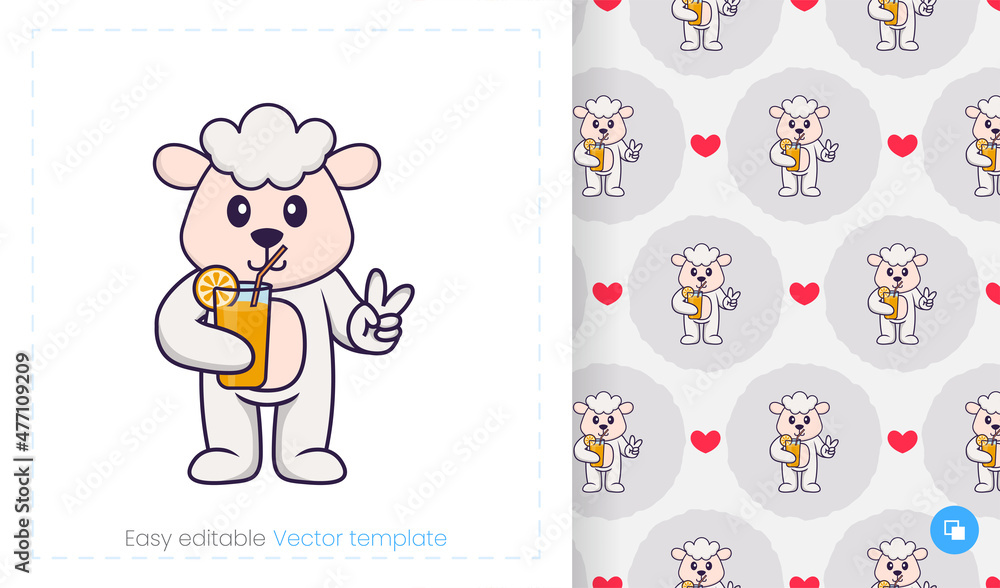 Seamless pattern with cartoon sheep on white background. Can be used on packaging paper, cloth and others. Seamless pattern with cartoon sheep on white background. Can be used on packaging paper, cloth and others.