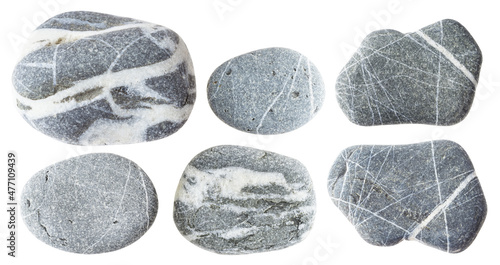 set of graywacke stones cutout on white