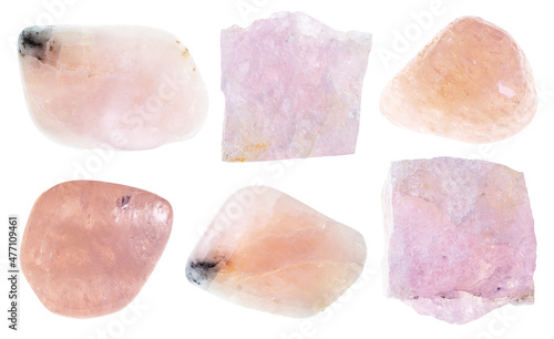 set of various morganite (vorobievite) stones photo