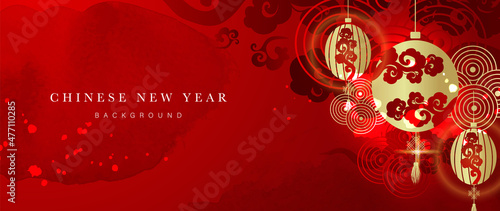 Chinese new year background vector. Oriental festive art design for place text and product images. Design for sale banner, cover and invitation.