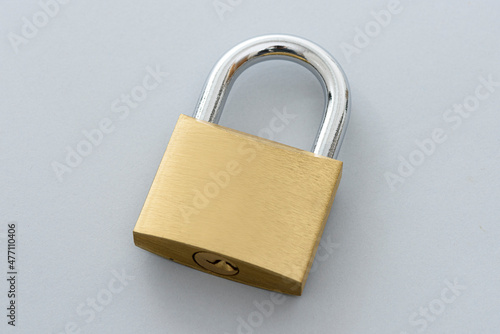 Locked Padlock on the gray background.