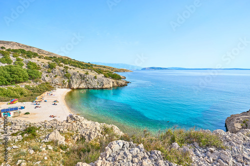 Crystal clear water at beach "Zala Stara Bask" on the island Krk in Croatia