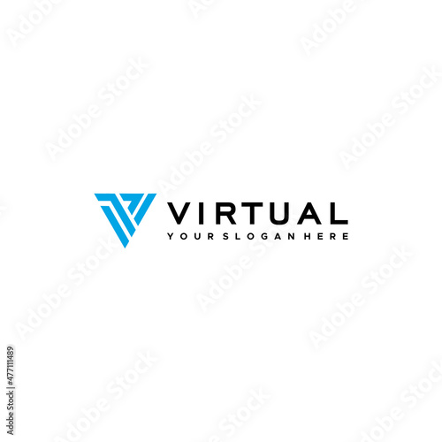 Flat Letter Mark Initial V VIRTUAL logo design