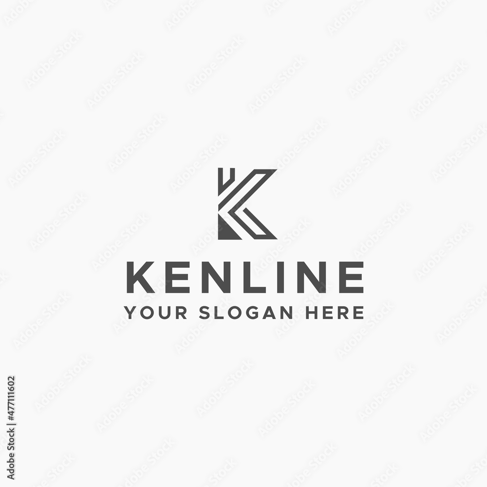 Flat Letter Mark Initial K KENLINE logo design