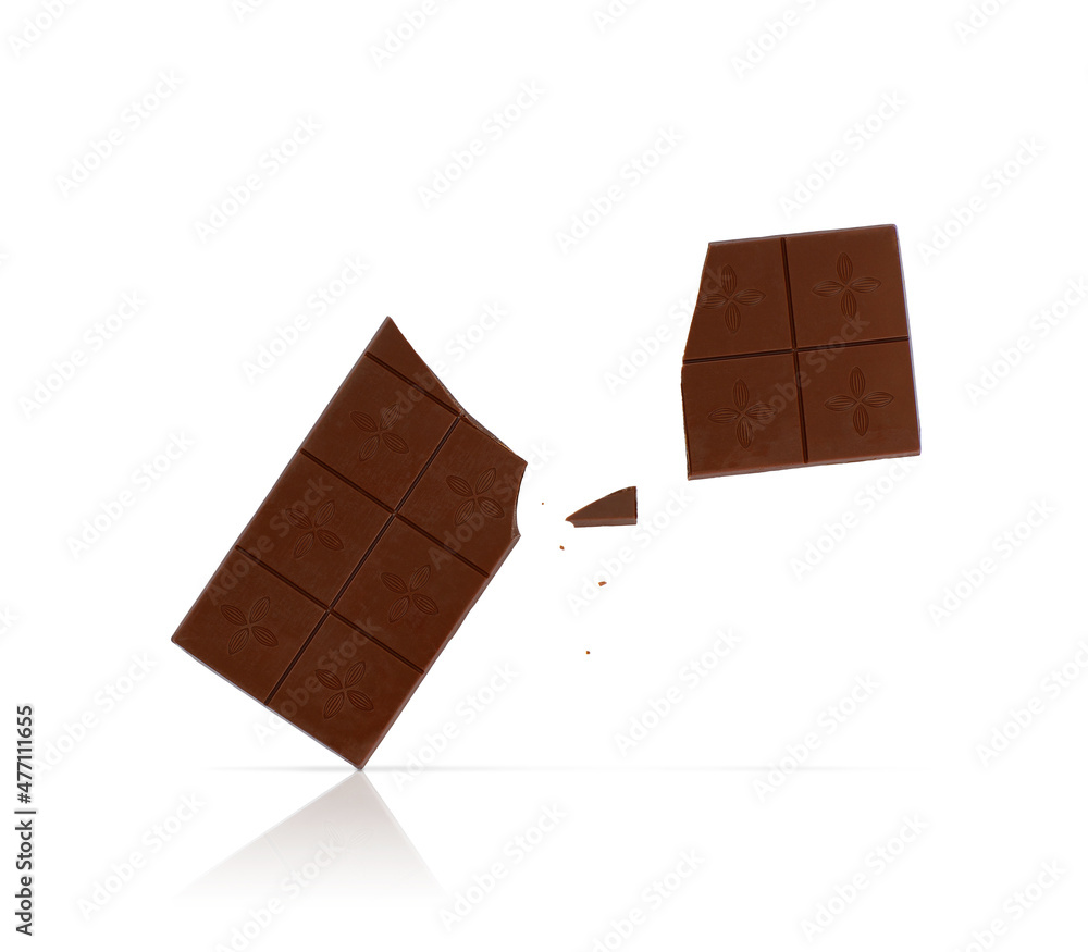 broken chocolate bar isolated on white background broken chocolate bar isolated on white background