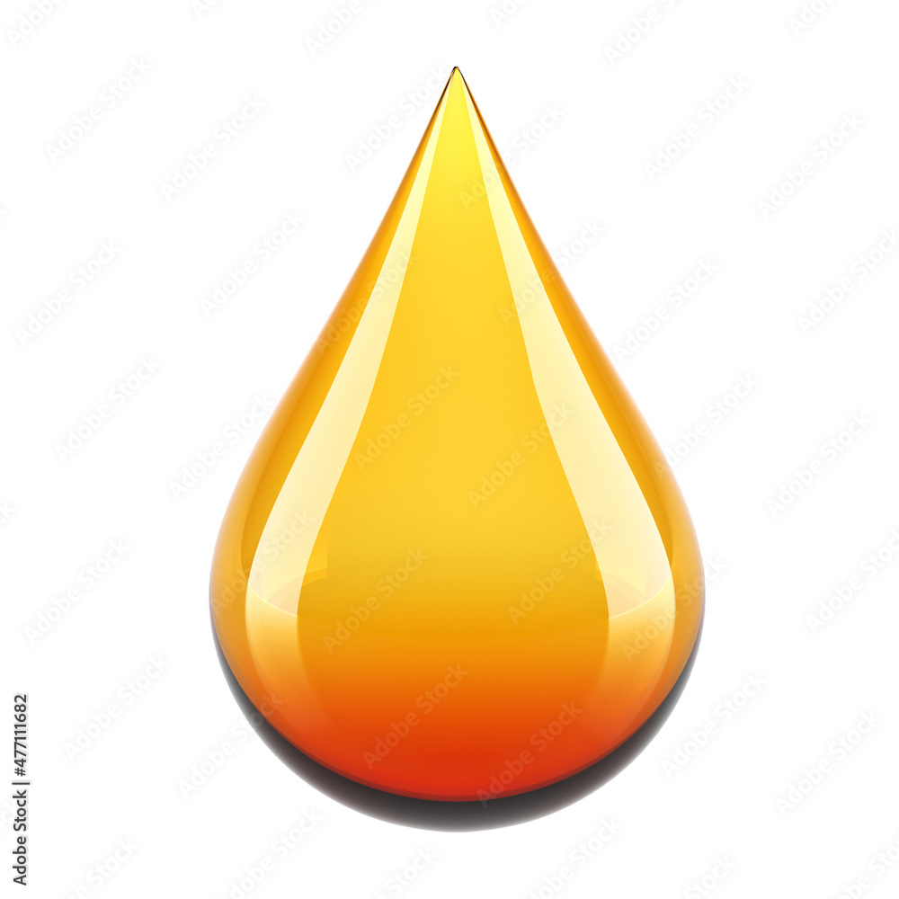 A drop of oil. Isolated on a white background. 3D illustration