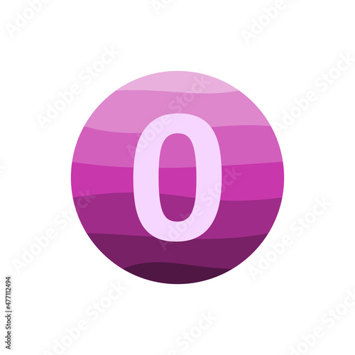 number 0 with purple circle gradient vector design template in white background.