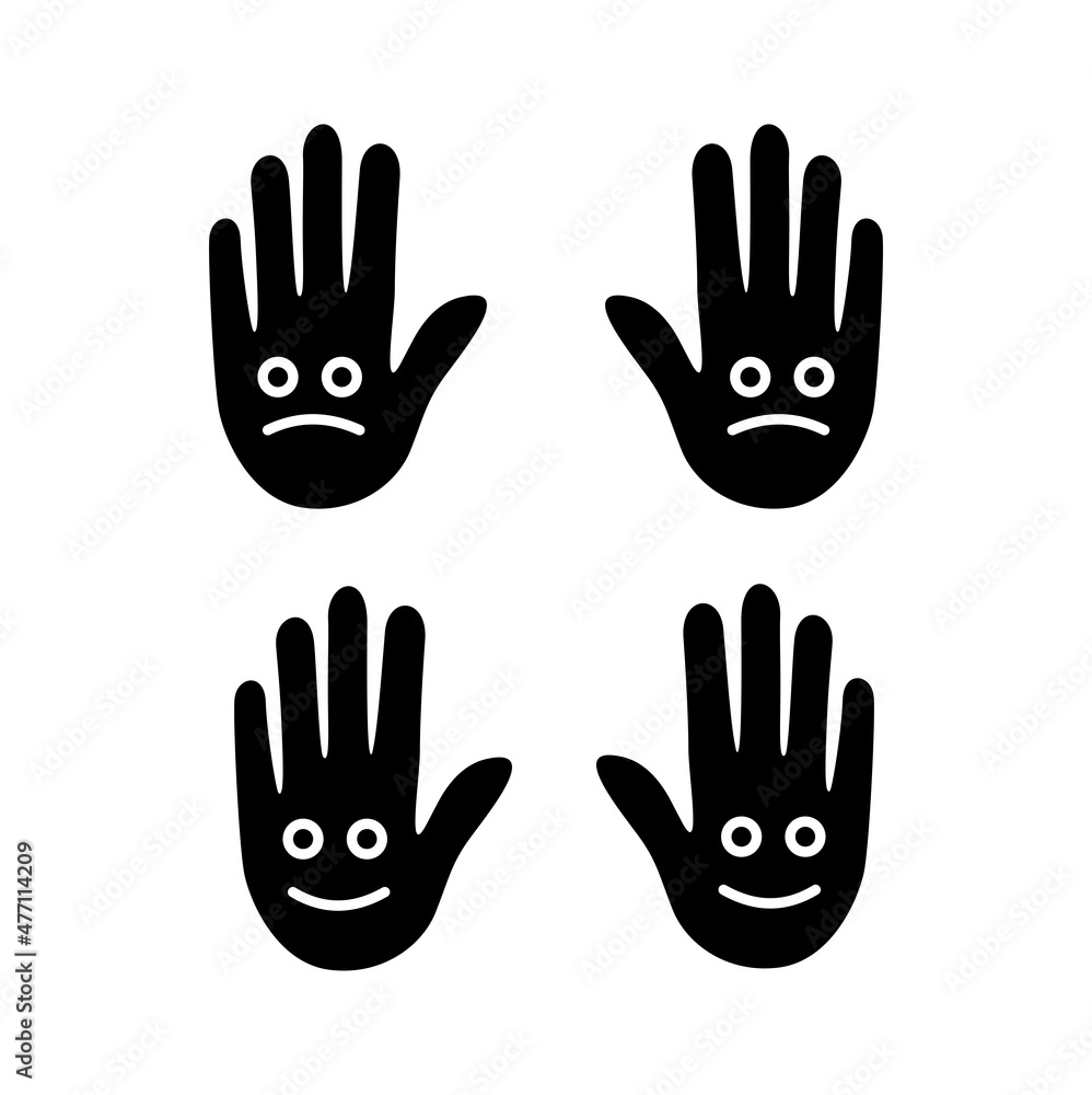 Handprint silhouette, hand gesture vector