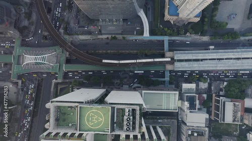 Aerial View of Train at Station Sathorn. High quality video footage photo