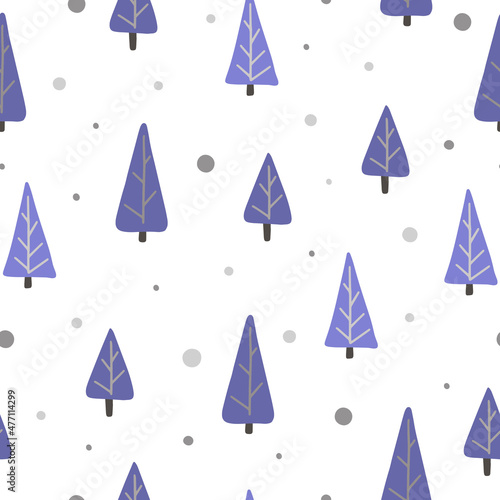 Seamless spruce and snowballs pattern.